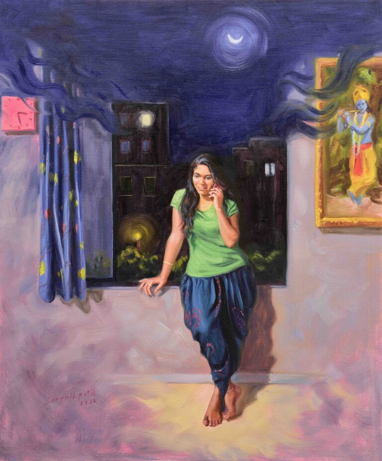 bol radha 36x30 in oil on canvas rs 85000