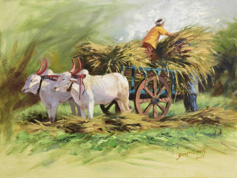 farming 18x24 in oil on canvas rs 30000 sold