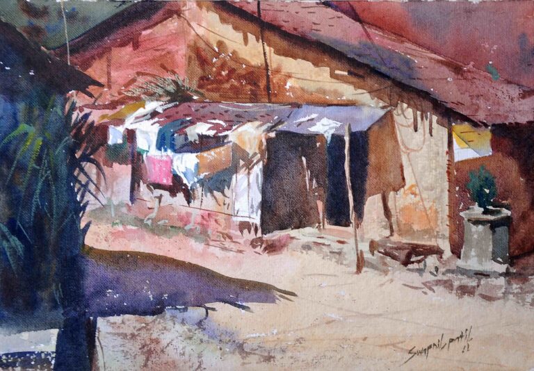 rural life 10x14inch water colour on paper price-20000