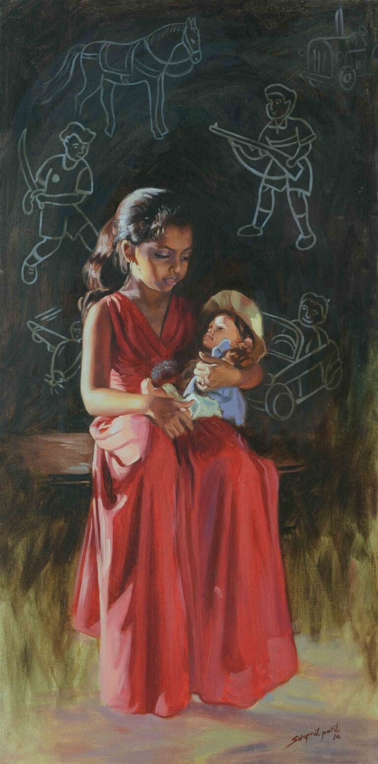 school poem 36x18inch oil on canvas price-50000