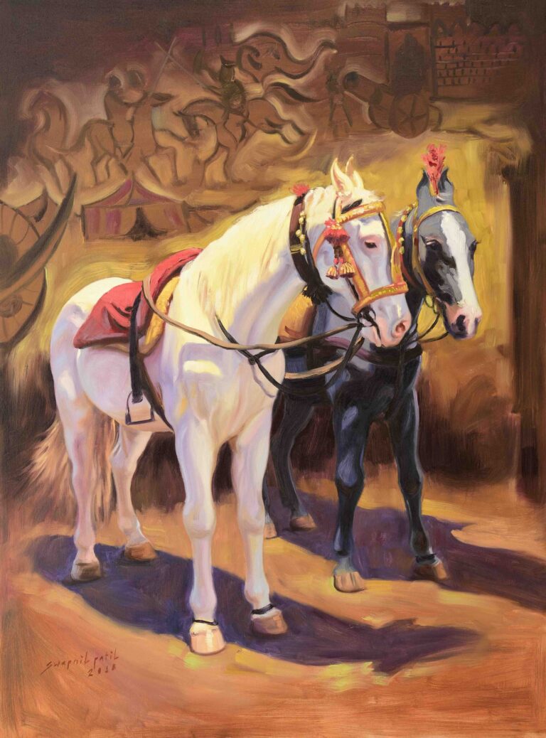 shwet bandh 48x36 in oil on canvas (2) rs 225000